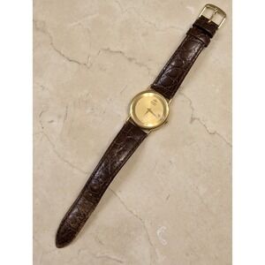 Stunning Vintage Seiko 5Y39 6010 Golden Dial Men Quartz Watch Japan 32mm